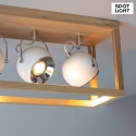Spot Light LED ceiling luminaire ROY Spot bar, 4x LED GU10, 5W 2700K 320lm, oiled oak, white