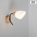 Spot Light Wall lamp VILETTA WOOD, E27, white shade, black matt, oiled oak base