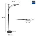 Mexlite floor lamp SYNNA 5 flames, rotatable, with flex arm, direct / indirect, with cord dimmer IP20, black matt dimmable