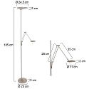 Steinhauer Steinhauer Floor lamp ZODIAC LED, 2 flames, with reading arm, silver