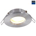 Steinhauer recessed luminaire PLITE SPOT round, rigid, with open cable GU10 IP44, steel brushed dimmable