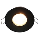 Steinhauer Indbygningslampe P�LITE SPOT rund, stiv, med �bent kabel GU10 IP44, sort mat d�mpbar