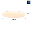 Mexlite ceiling luminaire STJERNE large, flat, round, CCT Switch, with remote control IP20, white matt dimmable