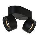Mexlite ceiling luminaire FEZ 2 flames, oval, swivelling, rotatable, set back IP20, black matt dimmable