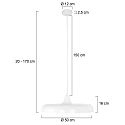 Steinhauer Pendel KRISIP down, 1-flamme, flad E27 IP20, hvid mat d�mpbar