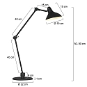 anne light & home Bordlampe KASKET med afbryder, med leddelt arm, med stik E27 IP20, sort mat 