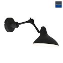 anne light & home wall luminaire KASKET with switch, with jointed arm, with plug E27 IP20, black matt 