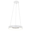 Pendel RINGLEDE - � 48CM stor, rund, direkte / indirekte IP20, hvid mat d�mpbar