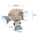 Mexlite Mexlite Spot GEARWOOD, 3 flames, grey