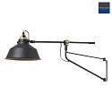 Mexlite wall luminaire NOV rotatable, long, with switch, with jointed arm, with plug E27 IP20, black matt 