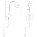 wall luminaire NATASJA with switch, with flex arm GU10 IP20, steel brushed dimmable