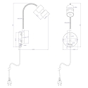 Steinhauer wall luminaire NATASJA with switch, with flex arm GU10 IP20, black matt dimmable