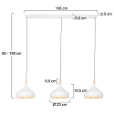 Mexlite Pendel BJORR 3-flammer E27 IP20, hvid mat d�mpbar