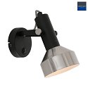 Mexlite wall luminaire ACIER 1 flame, with switch, adjustable E27 IP20, black matt dimmable
