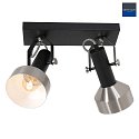 Mexlite wall and ceiling luminaire ACIER 2 flames, adjustable E27 IP20, black matt dimmable