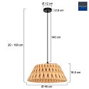 anne light & home pendant luminaire MAZE 1 flame E27 IP20, wood dimmable