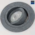Steinhauer recessed luminaire PLITE SPOT round, swivelling GU10 IP20, concrete grey dimmable