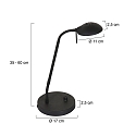 Mexlite Bordlampe BIRON med afbryder, med fleksibel arm IP20, sort mat d�mpbar