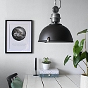 Steinhauer pendant luminaire BIKKEL - � 42CM 1 flame, medium E27 IP20, black matt dimmable