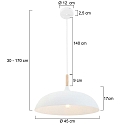 Mexlite Mexlite Pendel BJORR, 1-flamme, 45cm, hvid