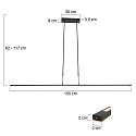 Steinhauer Steinhauer Pendant luminaire ZELENA LED, 3 flames, L:150cm, black