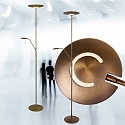 Steinhauer Standerlampe ZODIAC LED, 2-flammer, med l�searm justerbar, bronze