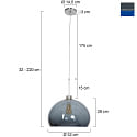 Steinhauer pendant luminaire SPARKLED LIGHT half round, with shade E27 IP20, steel brushed dimmable