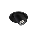 Loftlampe BLIEK ROUND 1.0 - LED kardanisk drejning, halvt fors�nket, med klemfjedre IP20, mat, kulsort d�mpbar