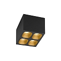 Downlight PIRRO 4.1 4-flammer, firkantet IP20, guld, sort d�mpbar