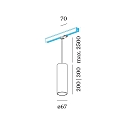 Wever & Ducr� 3-faset pendul RAY ON TRACK 3.0 - PAR16 cylindrisk, lang, med adapter GU10 IP20, mat, trafik hvid d�mpbar