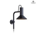 Wever & Ducr Wall luminaire ROOMOR 3.0 PAR16, 58cm, GU10, with cord switch, deep black, with shade 1.0