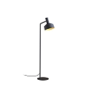 Standerlampe ROOMOR FLOOR 1.2 - PAR16 / SHADE 2.0 med afbryder, med stik, justerbar GU10 IP20, guld, kulsort 