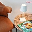 Zafferano battery table lamp POLDINA PRO MINI dimmable IP65, powder coated, white matt dimmable