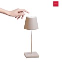 Zafferano battery table lamp POLDINA PRO MINI dimmable IP65, powder coated, sand coloured dimmable