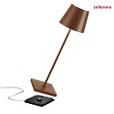 Zafferano battery table lamp POLDINA PRO dimmable IP65, powder coated, rust dimmable
