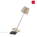 Zafferano battery table lamp POLDINA PRO dimmable IP65, powder coated, sand coloured dimmable
