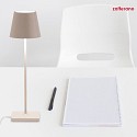 Zafferano battery table lamp POLDINA PRO dimmable IP65, powder coated, sand coloured dimmable