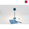 Zafferano battery table lamp POLDINA MICRO IP65, blue dimmable