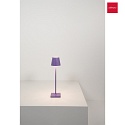 Zafferano battery table lamp POLDINA MICRO IP65, purple dimmable