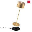 Zafferano battery table lamp OLIVIA TAVOLO PRO IP20, gold leaf, lacquered dimmable