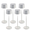 Batteri bordlampe OLIVIA TAVOLO PRO s�t med 6 IP65, hvid, lakeret d�mpbar