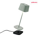 Zafferano battery table lamp OFELIA TAVOLO PRO IP65, sage green, lacquered dimmable