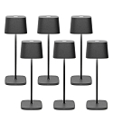 Batteri bordlampe OFELIA TAVOLO PRO s�t med 6 IP65, m�rkegr�, lakeret d�mpbar