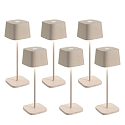 Batteri bordlampe OFELIA TAVOLO PRO s�t med 6 IP65, sandy, lakeret d�mpbar