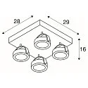 SLV KALU LED 4 Wall and Ceiling luminaire, square, 60°, white/black