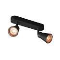 Wall and Ceiling luminaire AVO DOUBLE, 2 flame, black, GU10 QPAR51, max. 2x 50W