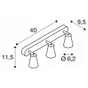SLV Væg- og Loftlampe AVO TRIPLE, 3-flamme, sort, GU10 QPAR51, max. 3x 50W