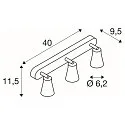 SLV Væg- og Loftlampe AVO TRIPLE, 3-flamme, sølvgrå, 3x GU10 QPAR51 max. 50W