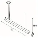 SLV Premium LED Pendant luminaire Q-LINE PD, 100cm, for BAP, 45W, TRIAC dimmable, black, 3000K 2100lm