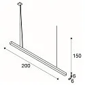 SLV Premium LED Pendel Q-LINE PD, 200cm, til BAP, 85W, TRIAC dæmpbar, sort, 4000K 4600lm